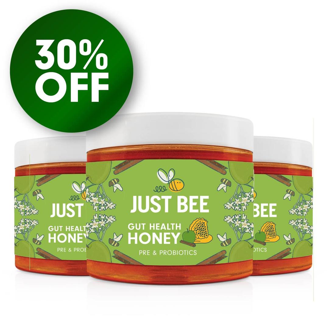 Gut Health Honey - Apple & Cinnamon with Pre and Probiotics (3x260g)