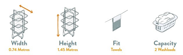 Hills 3 Tier Mobile Tower Clothes Airer Specifications