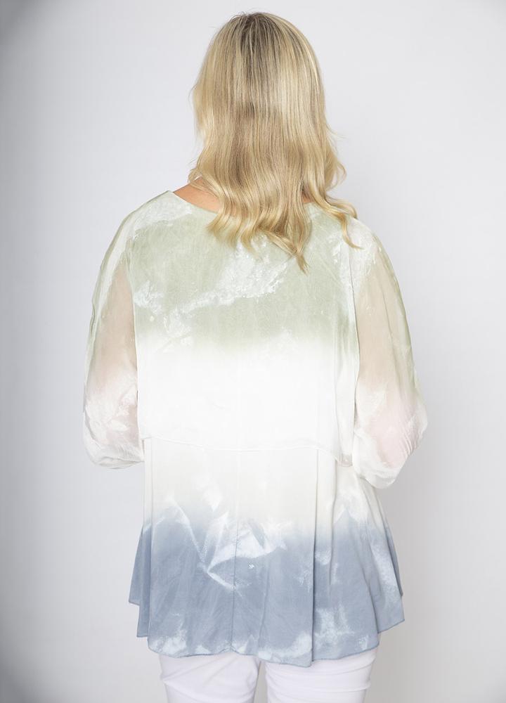 Layered Silk Print Top in Khaki