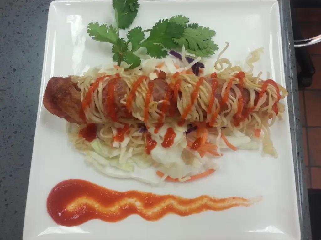 Ramen Hotdog Spring Roll