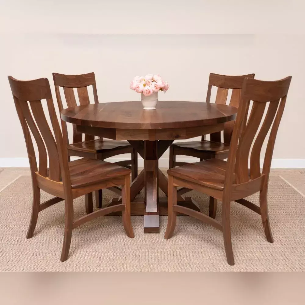 round walnut table and chairs