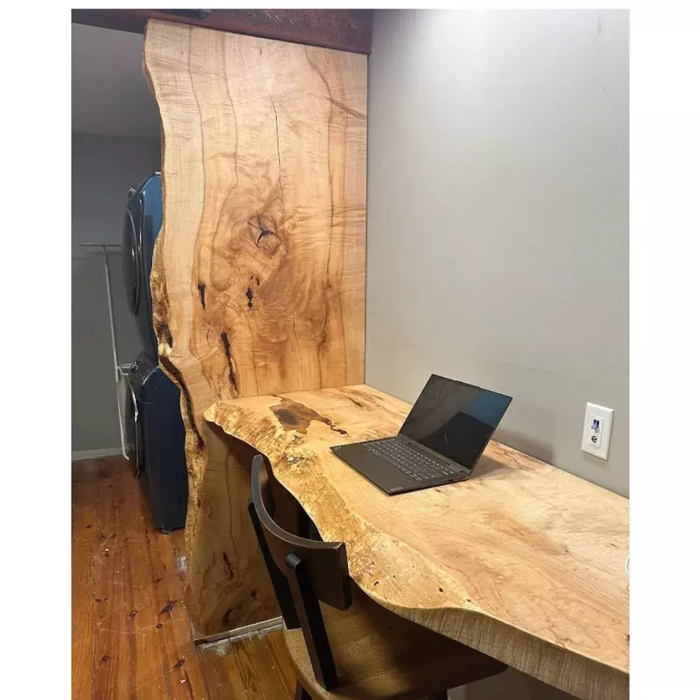 live edge desk and wall