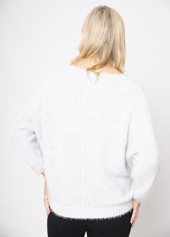 Scoop Neck Mohair Jumper in Grey