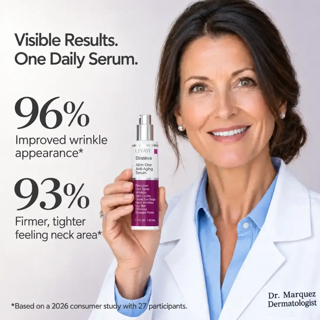 Strateva RX clinical results- 96% improvement in appearance of wrinkles, 95% showed brighter looking skin