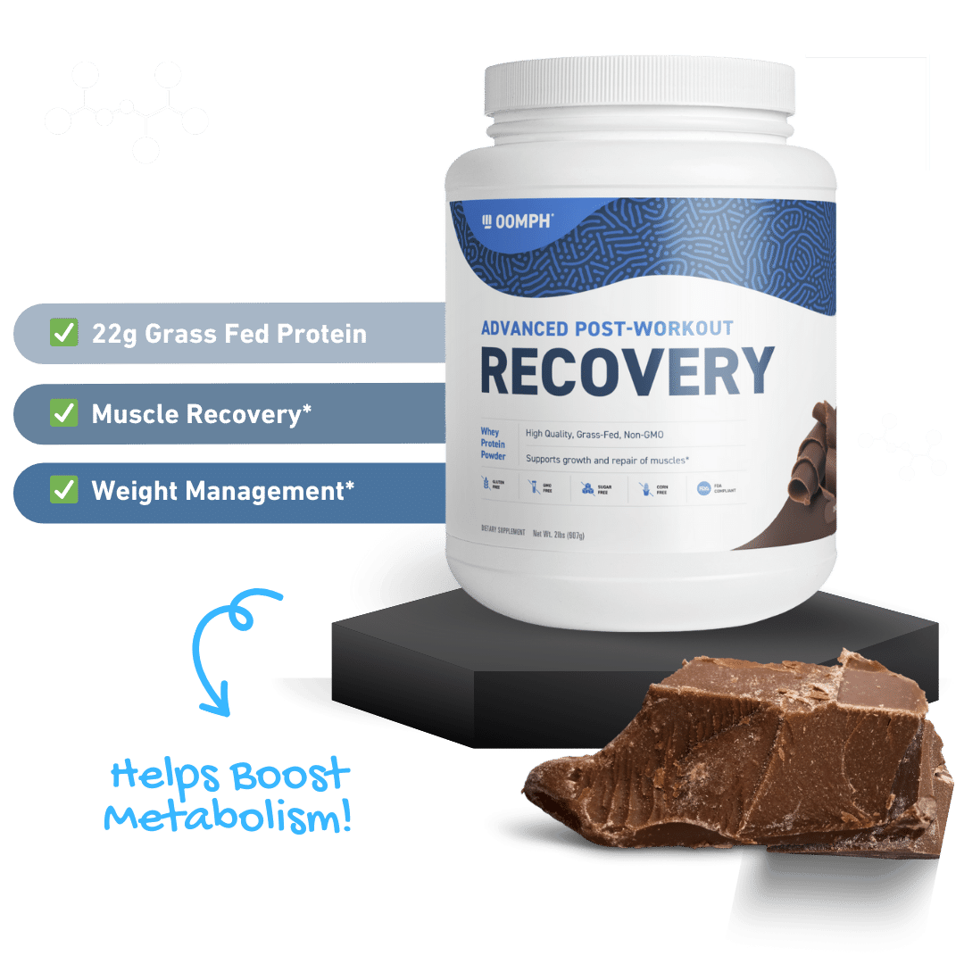 Oomph Fitness App Chocolate Protein Powder for Recovery and Performance