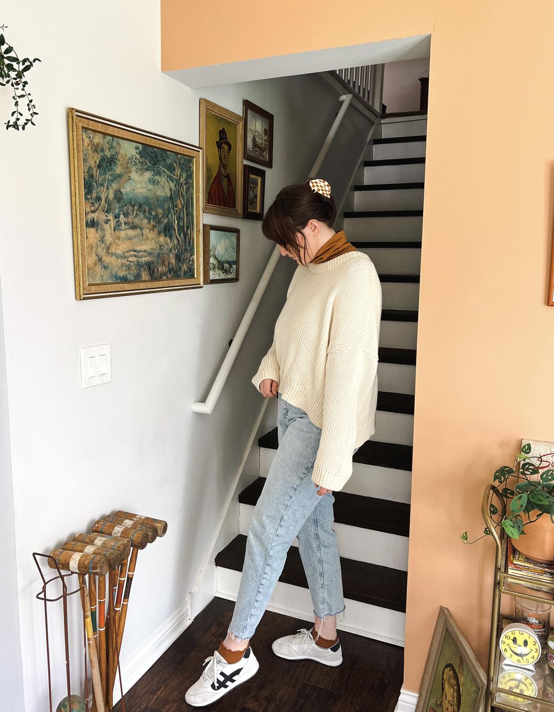 Ambassador Kayla wearing cream sweater sienna turtleneck