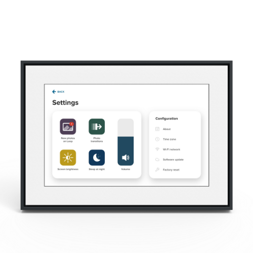 Loop settings screen for slideshow speed and display options