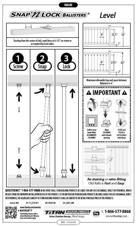 Snap'n Lock Baluster Instructions