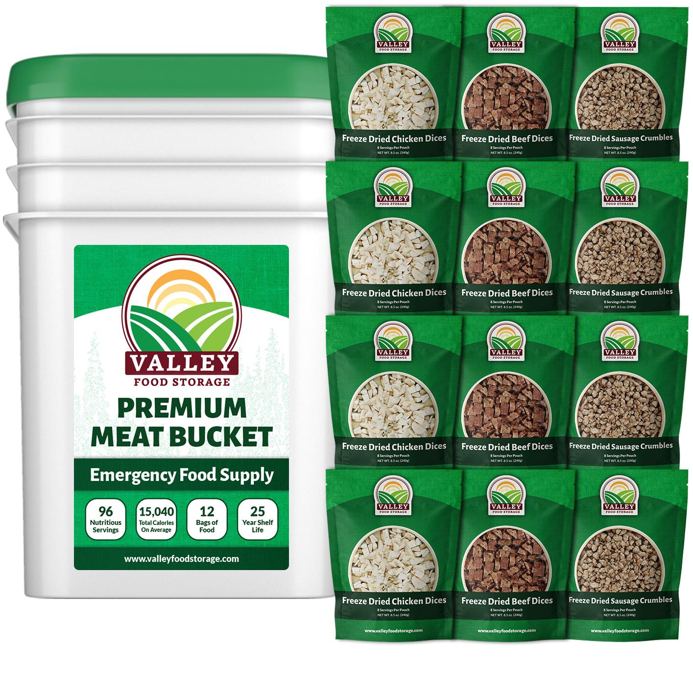 Premium FreezeDried Meat Bucket USDACertified Valley Food Storage