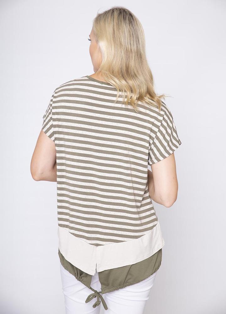 Stripe Tie Back Top Khaki