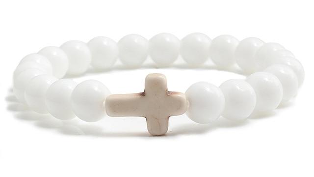 Stone Cross Bracelet - Porcelain White