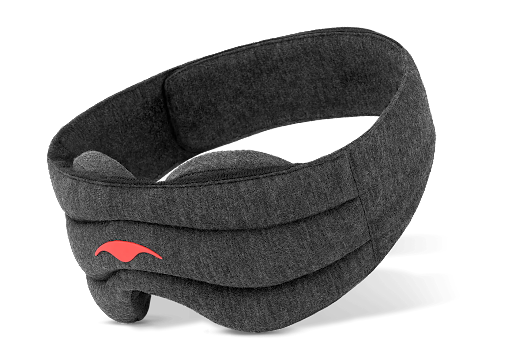 A gray weighted sleep mask with eye cups from Manta Sleep.