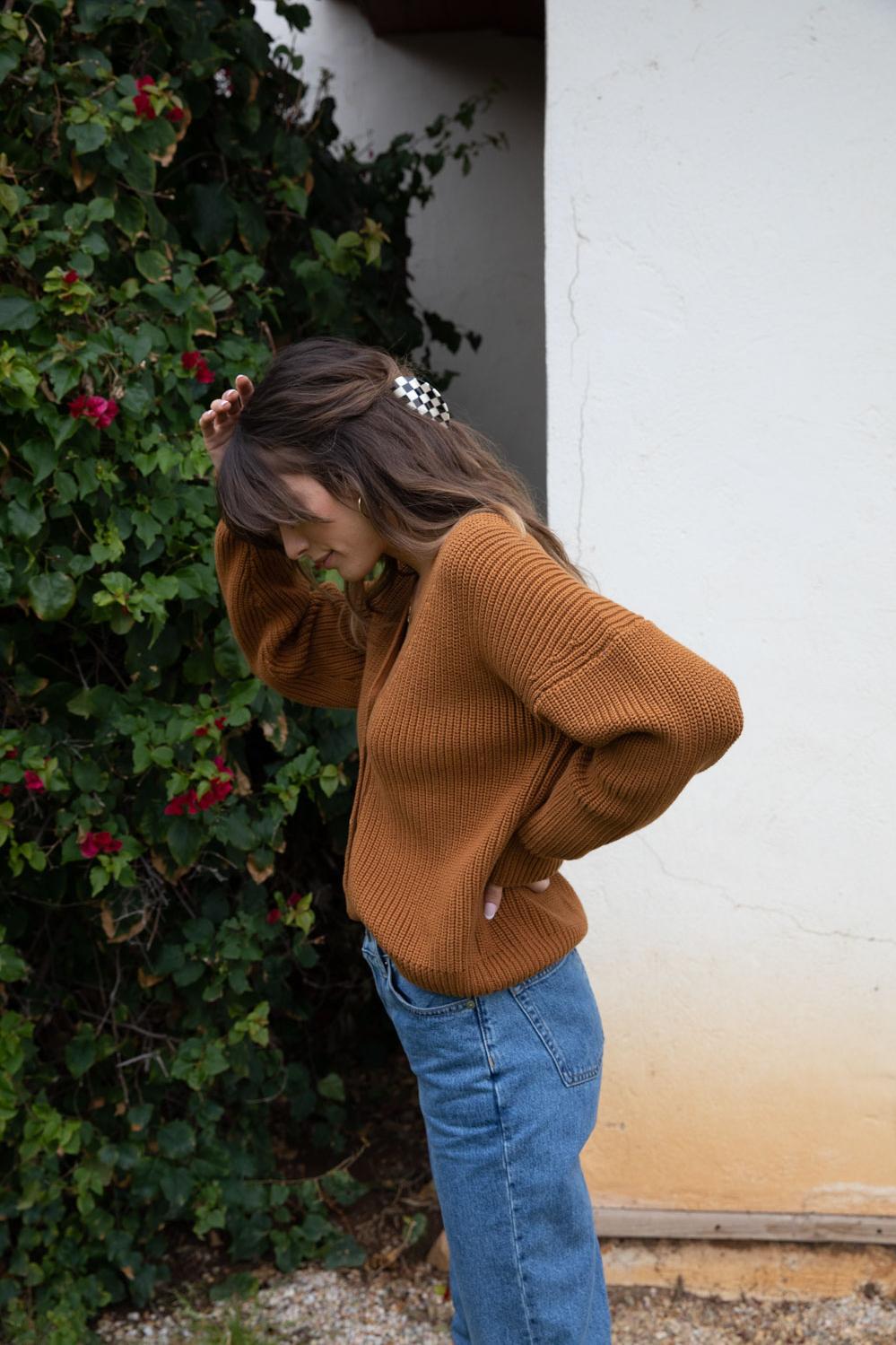 Shelter Cotton Cardigan Burnt Sienna