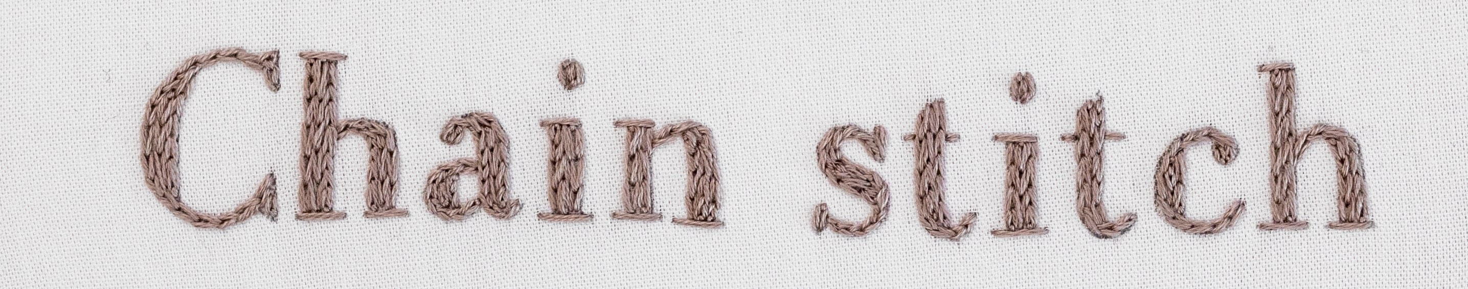 This is the word 'chain stitch' is stitched using chain stitch.