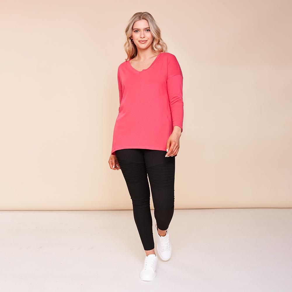 Riley V Neck Top (Pink)