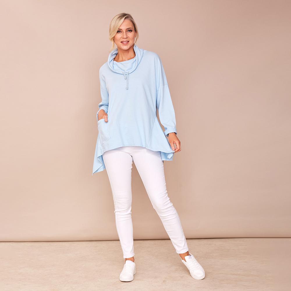 Viv Pocket Cowl Neck (Blue)