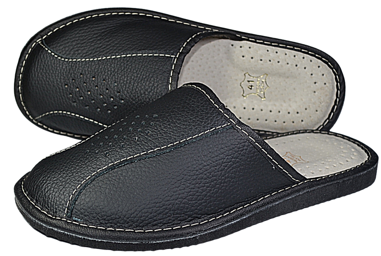 leather bedroom slippers for men