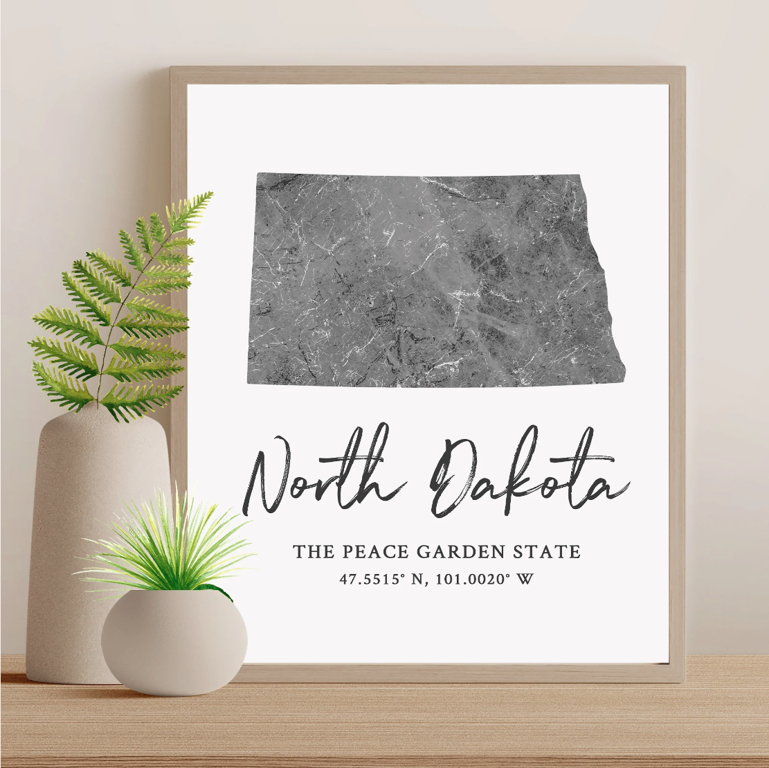 North Dakota State Map Silhouette print