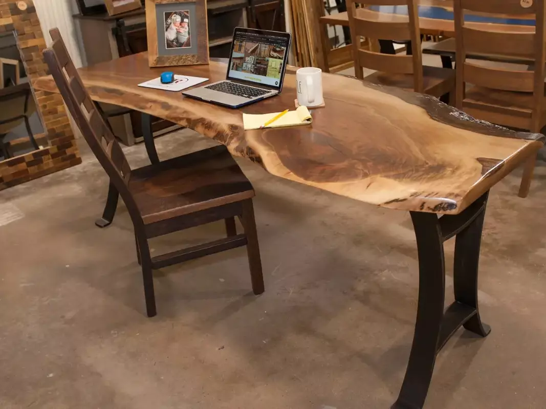 Walnut live edge wood desk