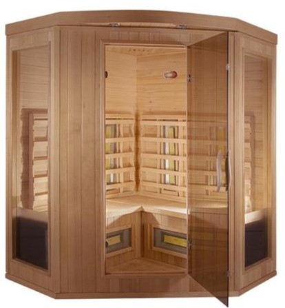 Space saving corner design sauna