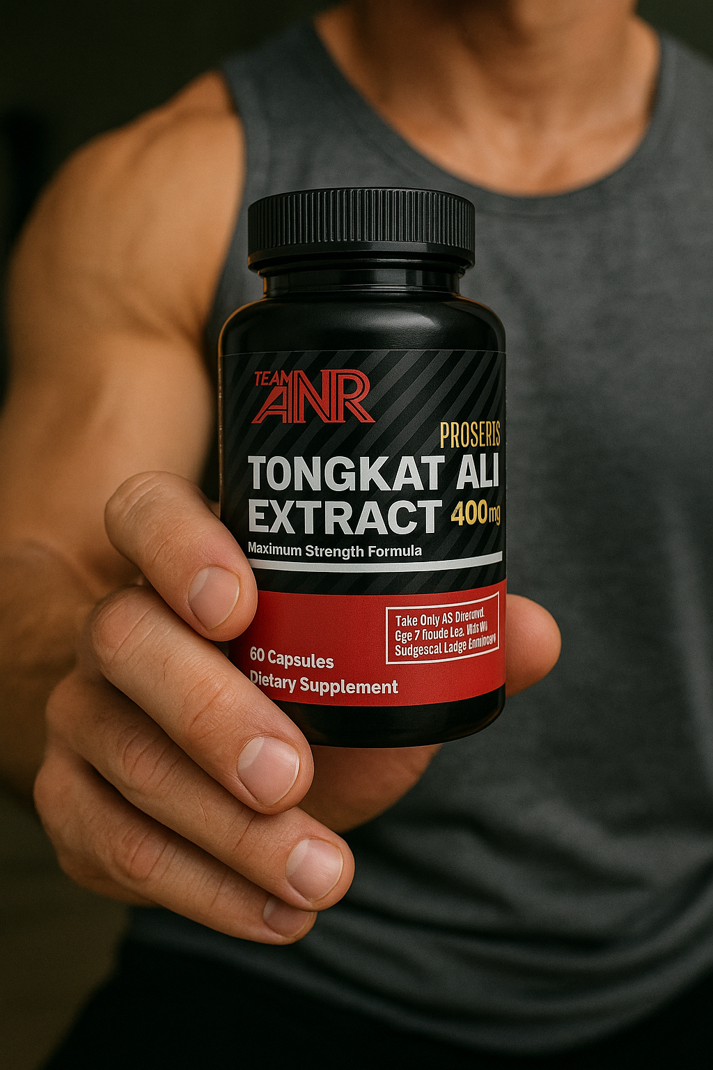 Adaptophen bottle and capsules containing tongkat ali, tribulus, 5-methyl-7-methoxy-isoflavone and ZMA