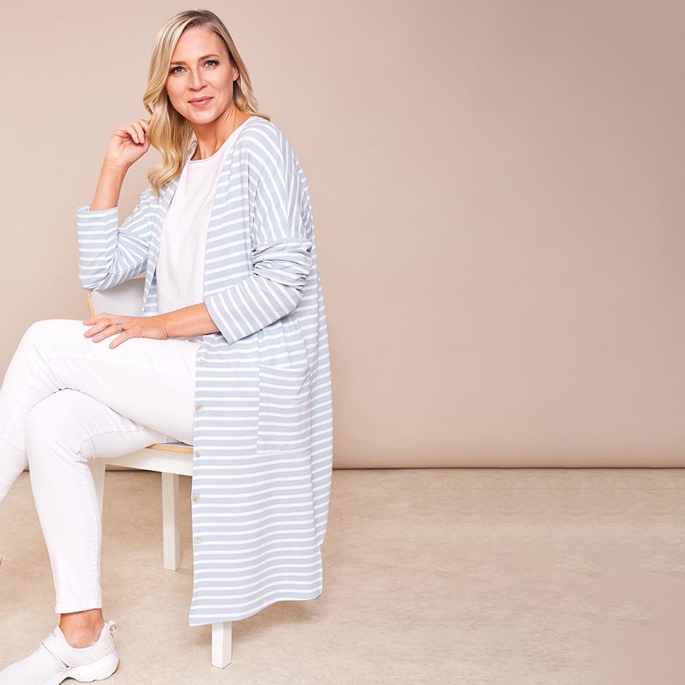 Charlotte Stripe Cardi (Sky Blue)