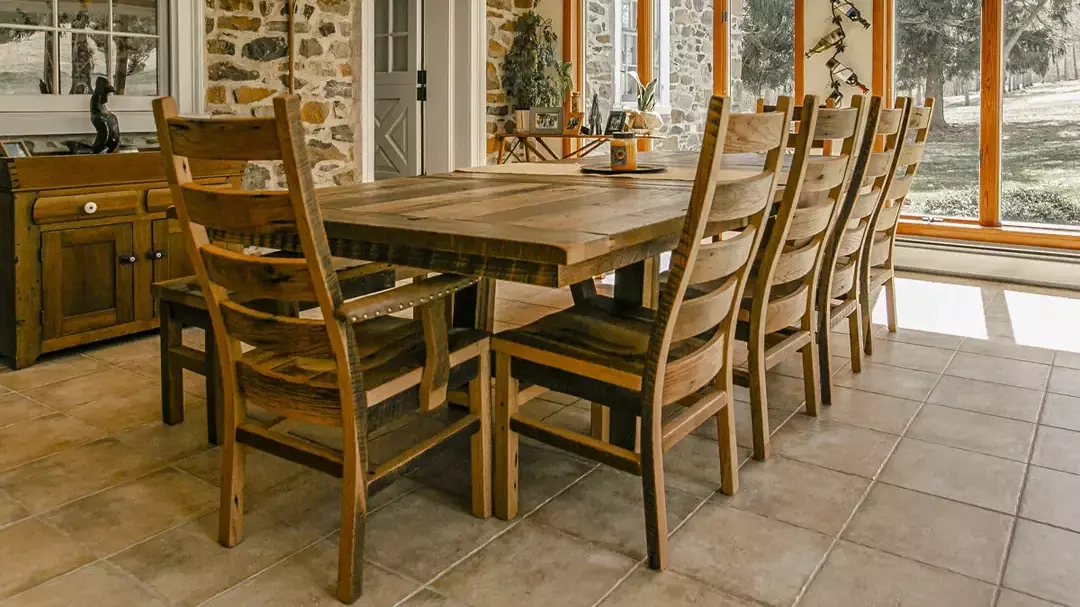 rustic reclaimed wood dining table