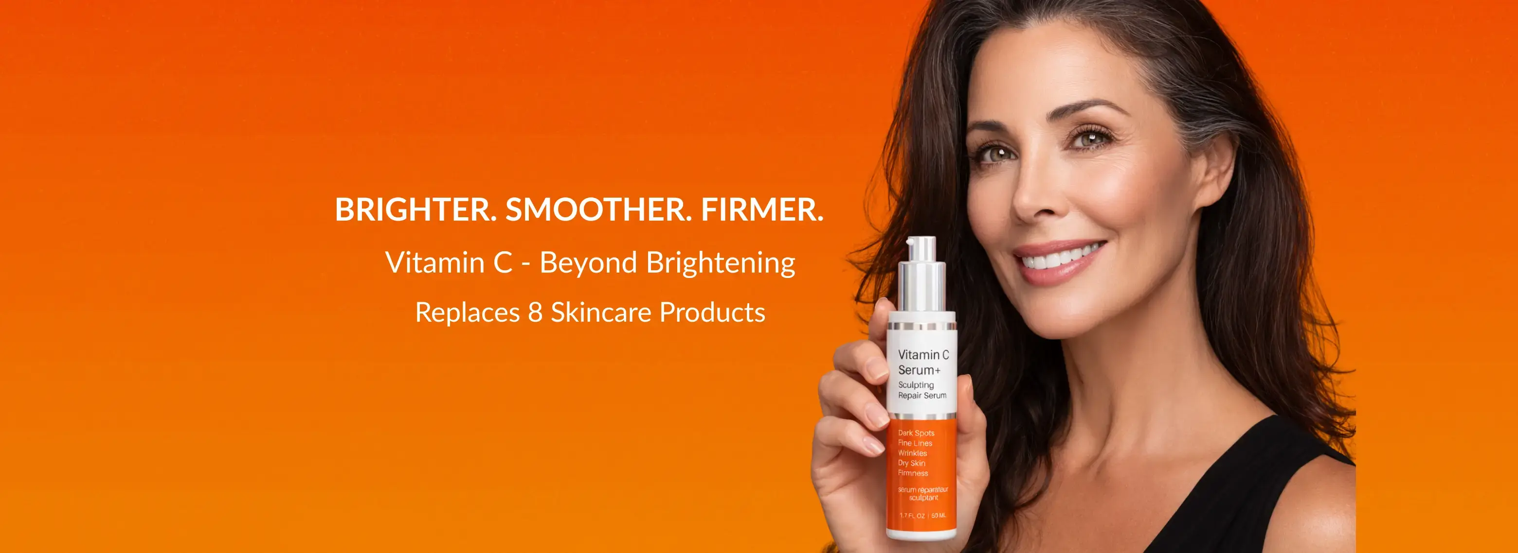 Image of a beautiful 50 year old female smiling. Text reading Only LeVaye', Science in your hands. Healthey radiant skin begins with trust in your products and routine. Backed by over 15 years of scientific research, LeVaye delivers clinically tested and proven skincare that supports not just your skin, but your confidence