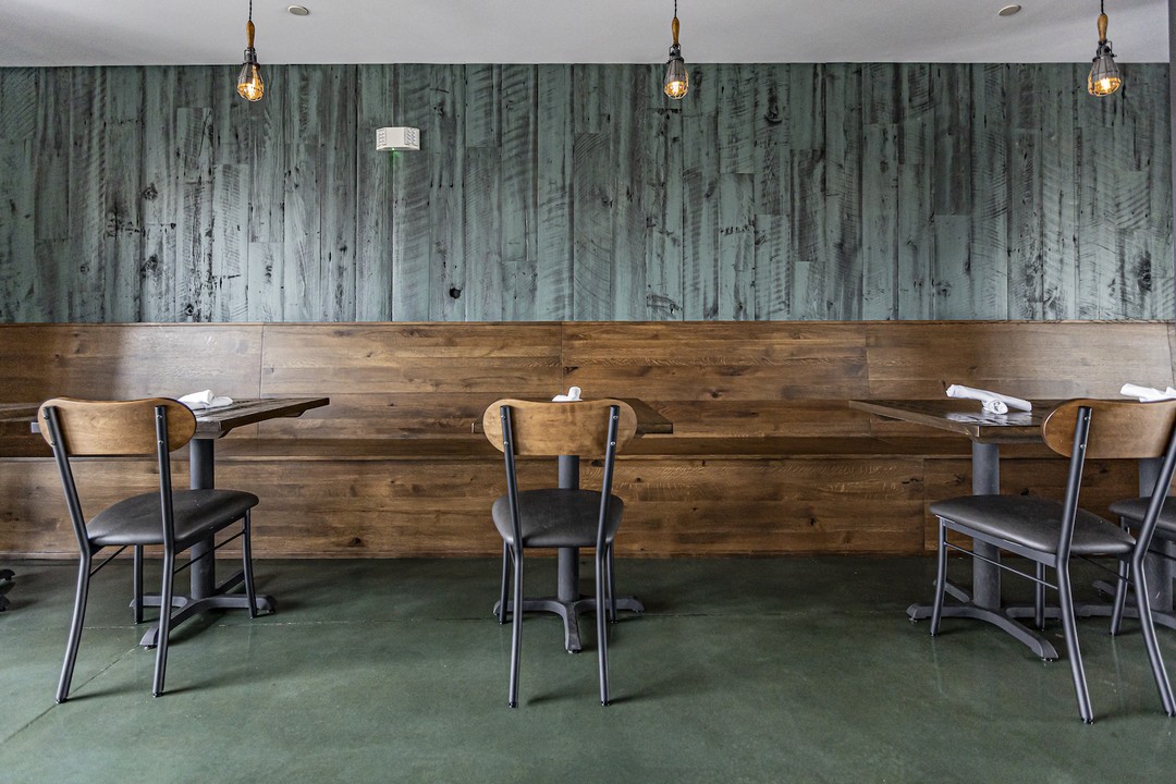custom reclaimed wood banquette seating