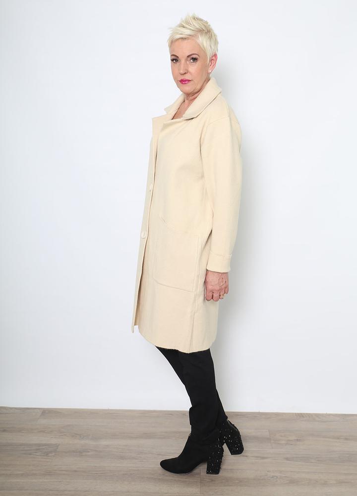 Revere Collar Coatigan in Cream