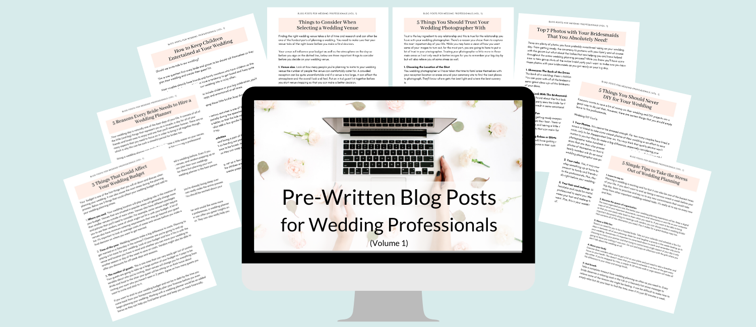 pre-written blog posts for wedding professionals
