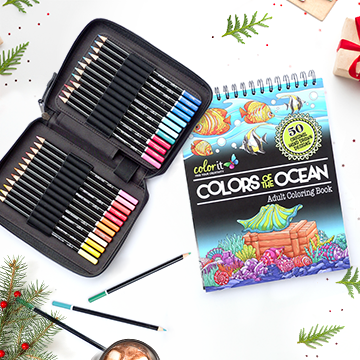 48 Colored Pencil Set + Colors of the Ocean Coloring Book