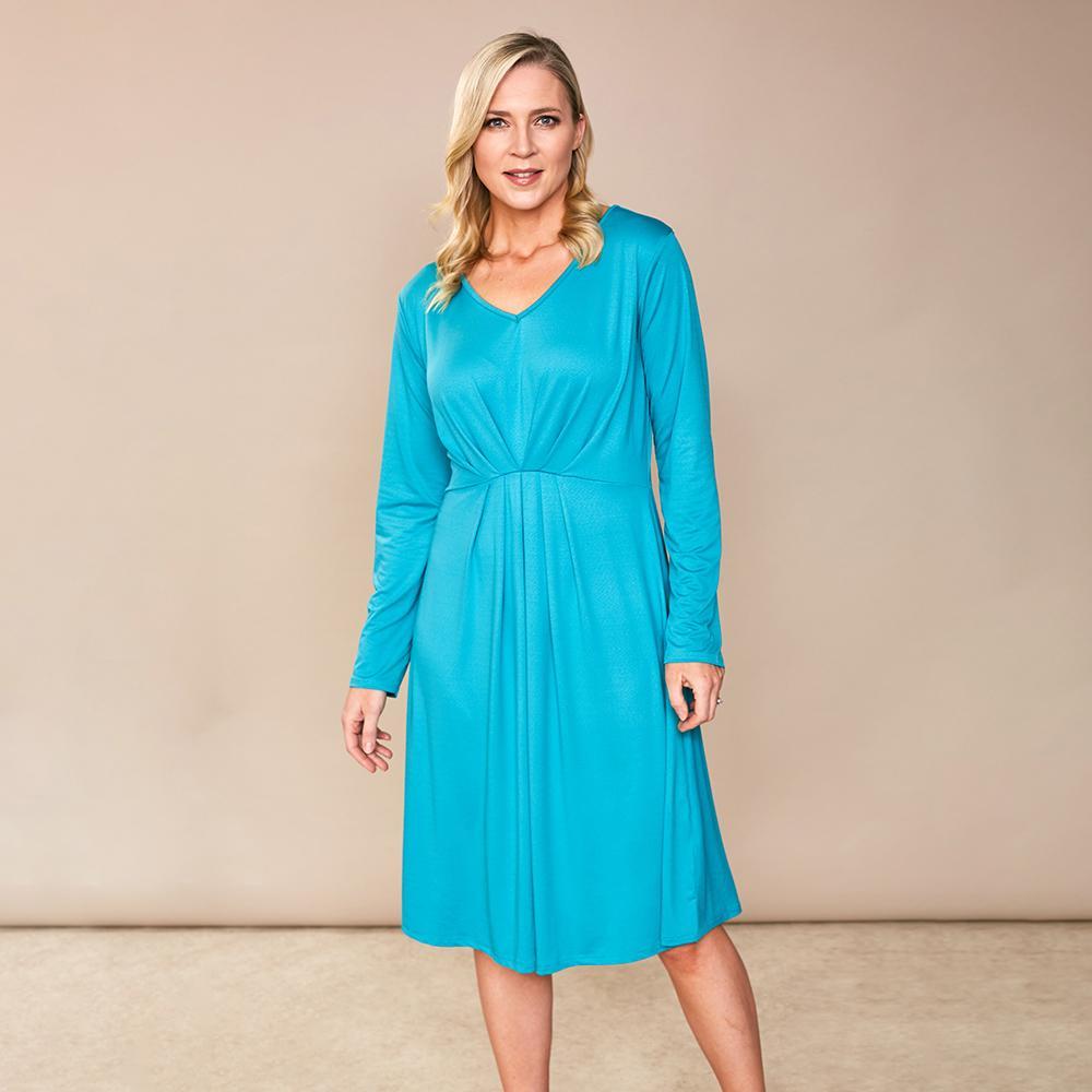 Karla V Neck Dress (Aqua Green)