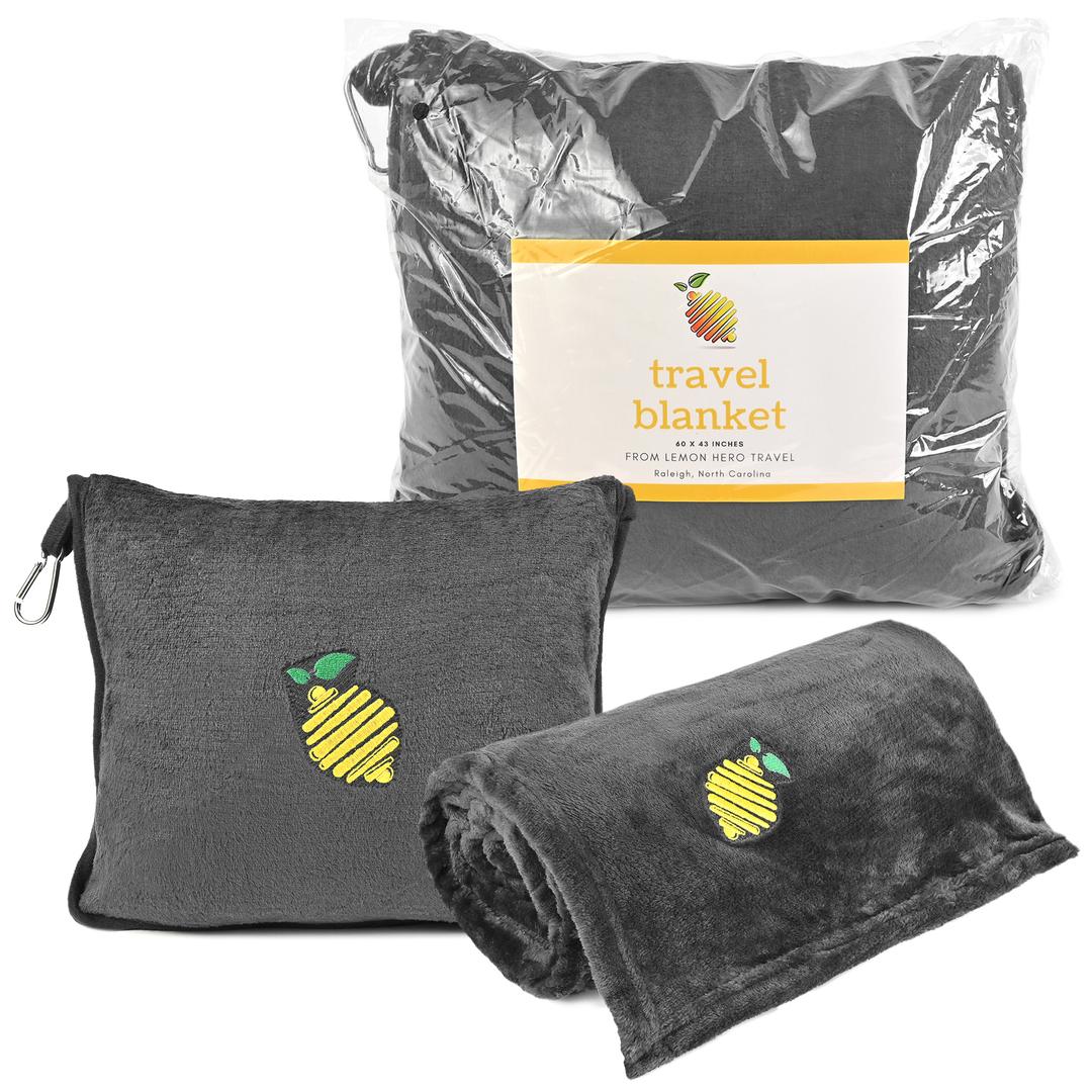 grey travel blanket