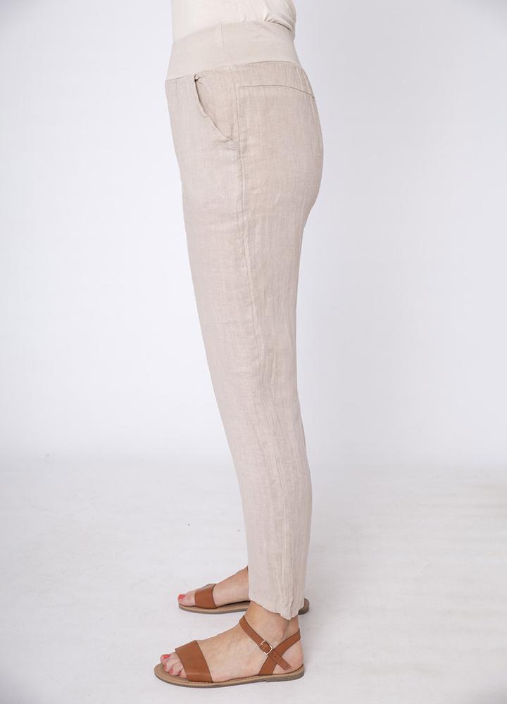 Stretch Waist Linen Trouser