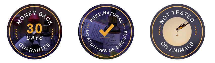 iYURA Trust Badges: 2. 30-Day Money-back Guarantee 3. No Additives or Binders 4. Not Tested on Animals