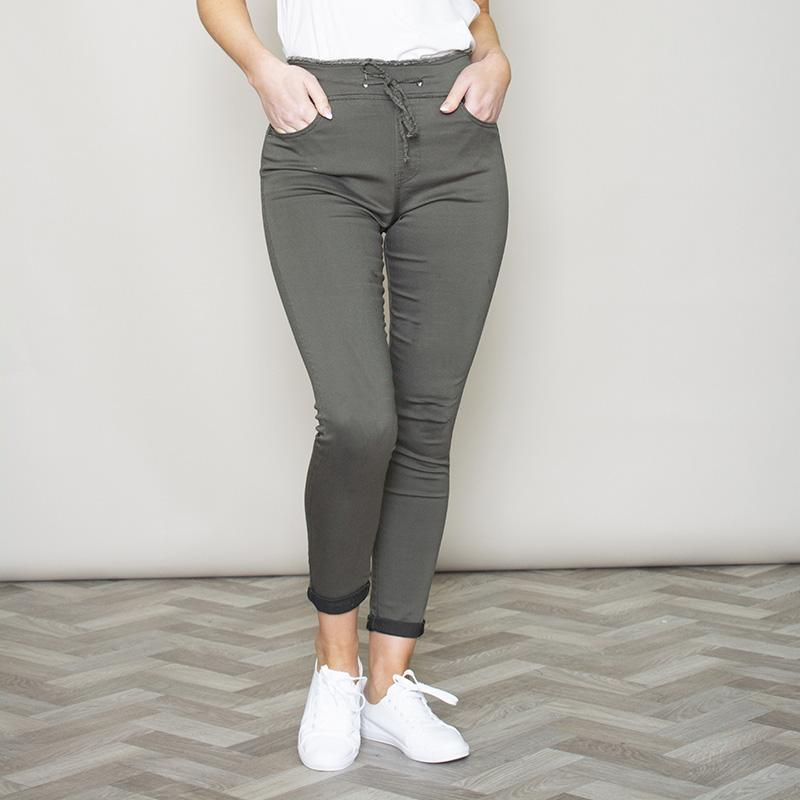 Dana Drawstring Jeggings Plain (Khaki)