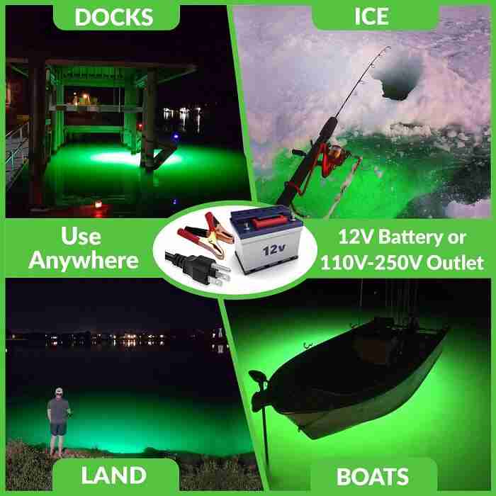 12v 110v underwater green fishing light ice and boat
