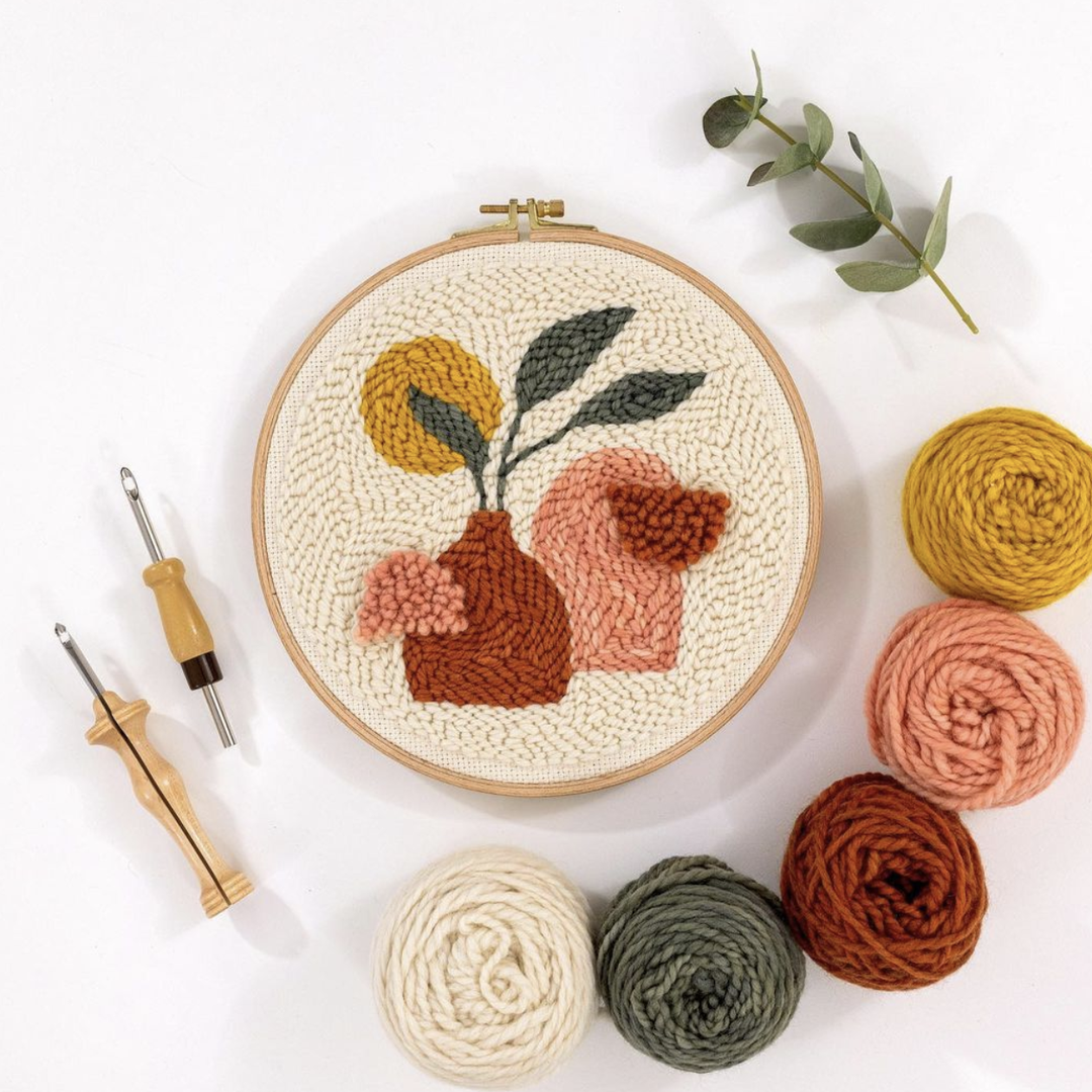 This image shows the Desert Sun punch needle pattern from the Punch Needle Foundation's Course, available for purchase from the Clever Poppy Shop.