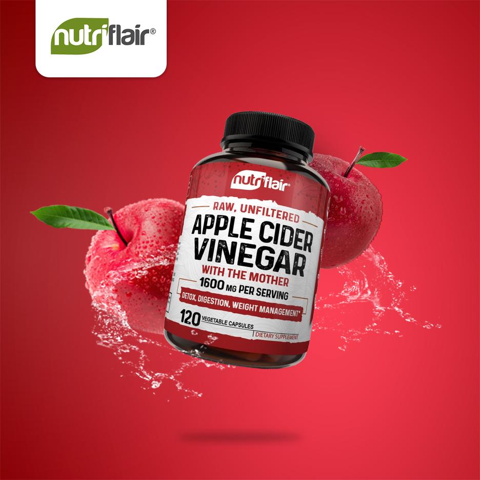 Apple Cider Vinegar Supplement 120 Capsules From NutriFlair