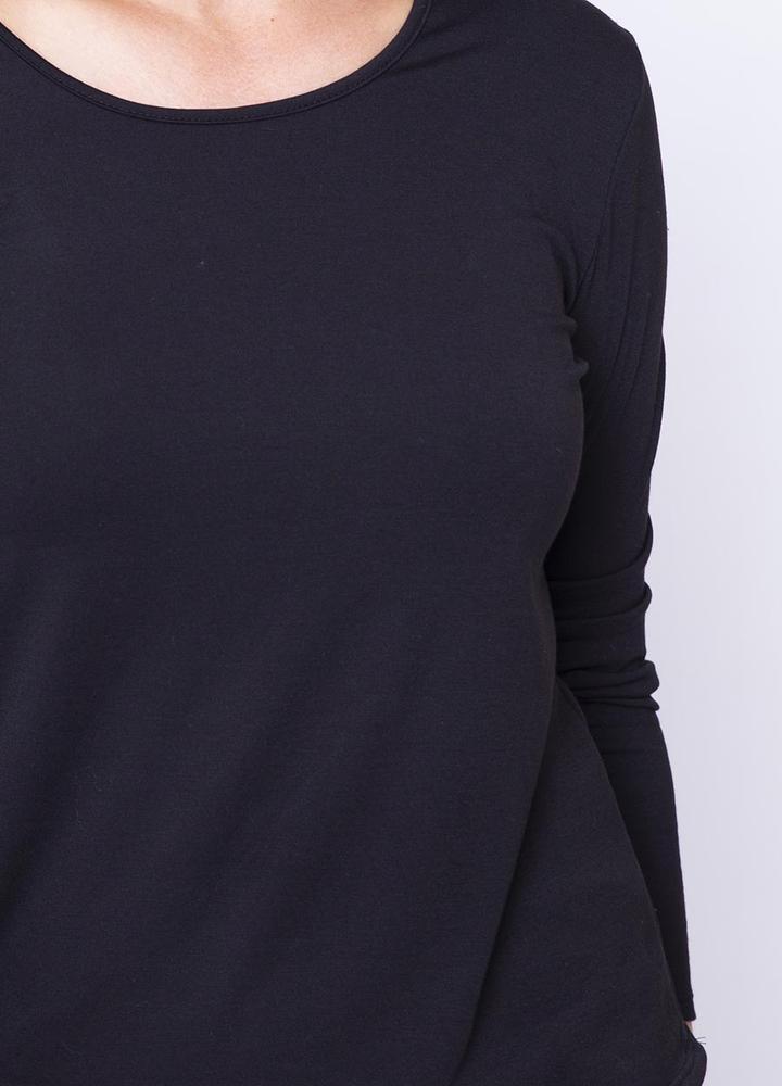 Basic Fleece Lined Top in Black
