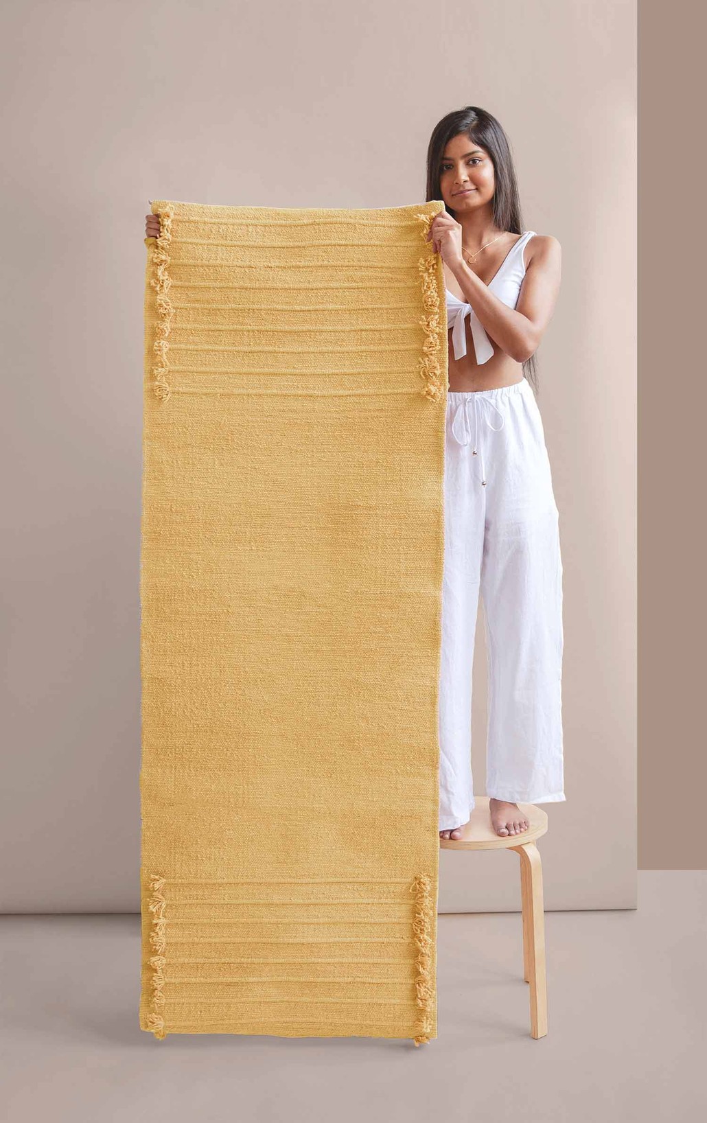 Oko Living organic cotton yoga rug yellow