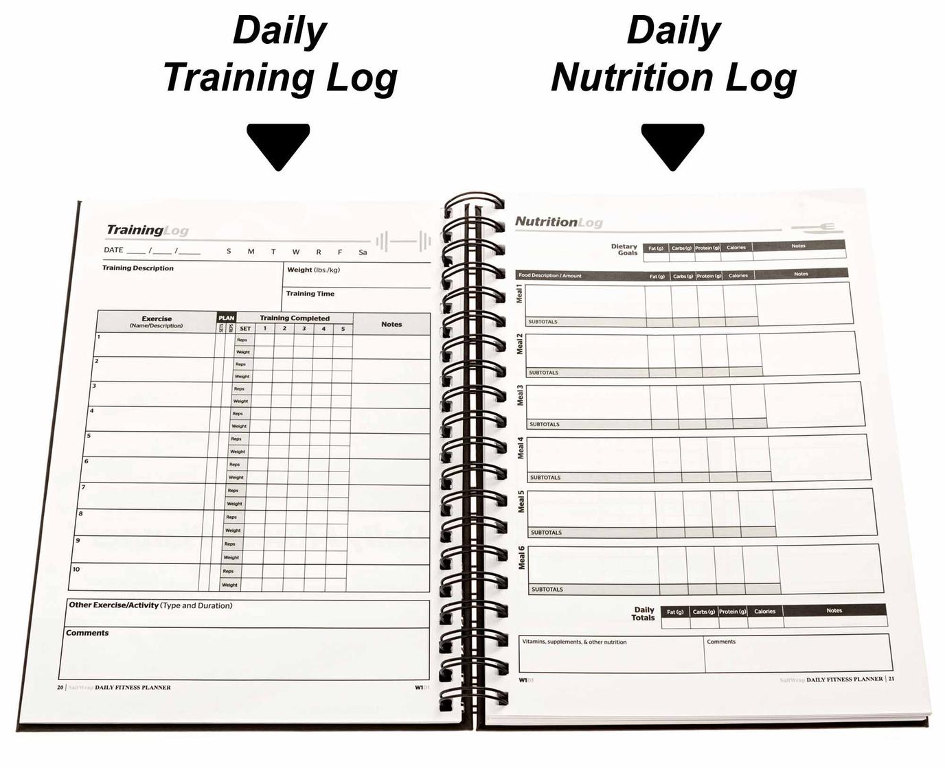 SaltWrap Daily Fitness Planner Training Log Food Journal The