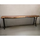 live edge walnut sofa table with steel base