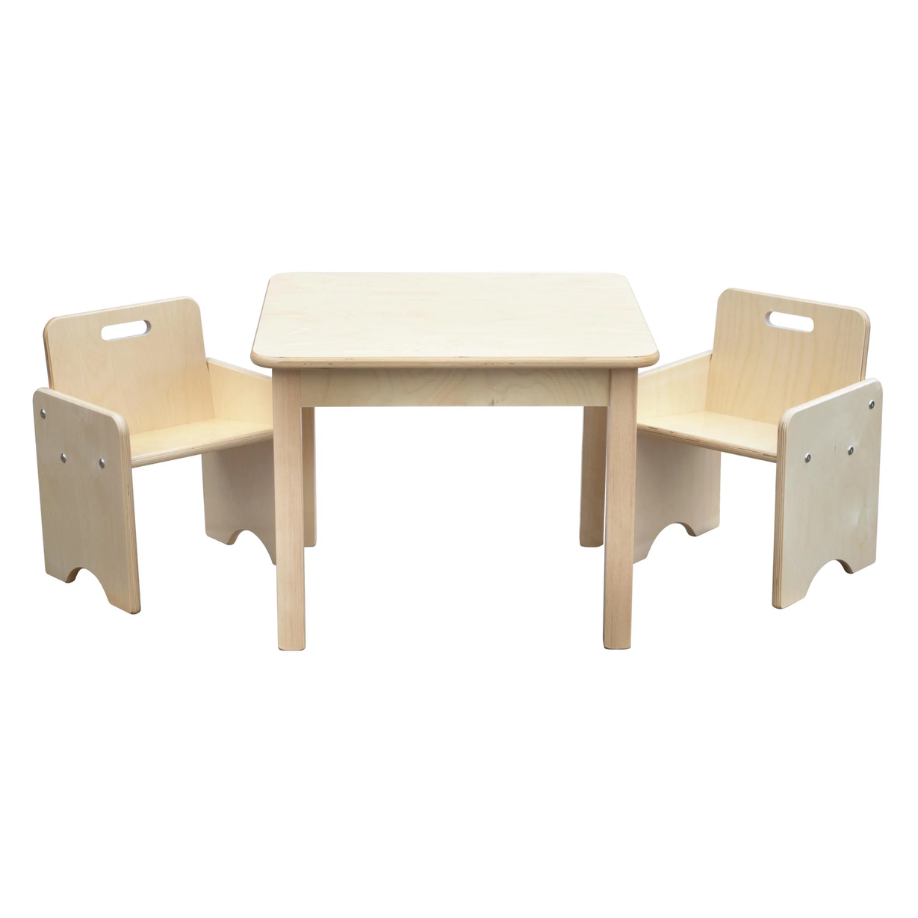 Toddler Classroom Table and Chair Set (incl. 2 chairs), Made in Canada, Trojan Furniture, wooden classroom furniture, Montessori classroom furniture, Wooden Toddler Furniture, The Montessori Room, Toronto, Ontario, Canada.