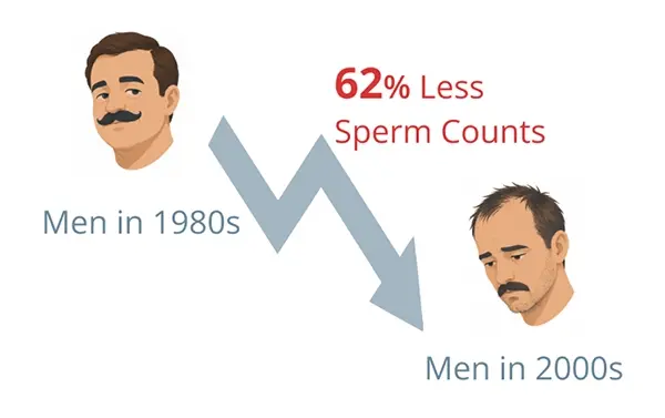 Sperm count decline from 1980s to 2000s.
