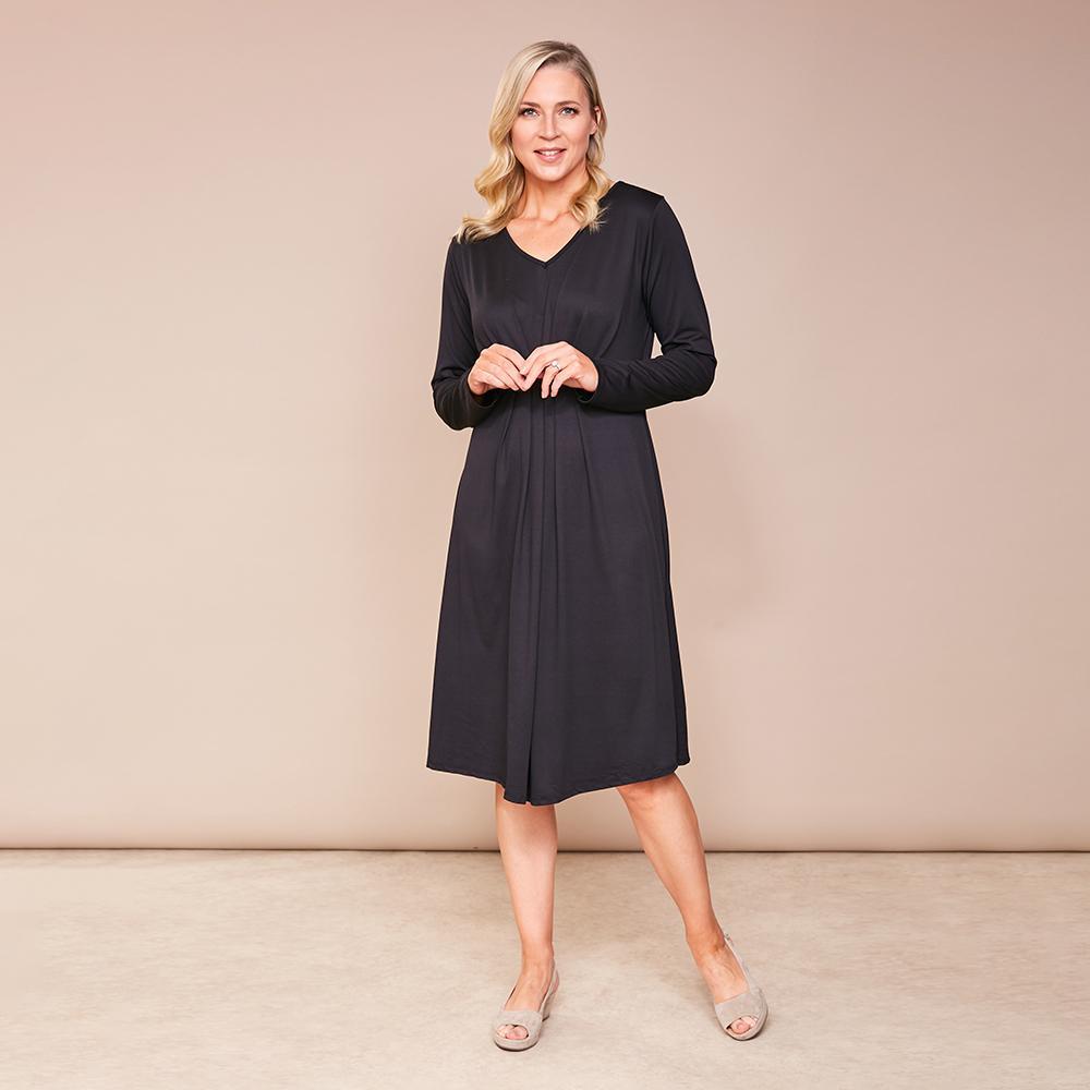 Karla V Neck Dress(Black)
