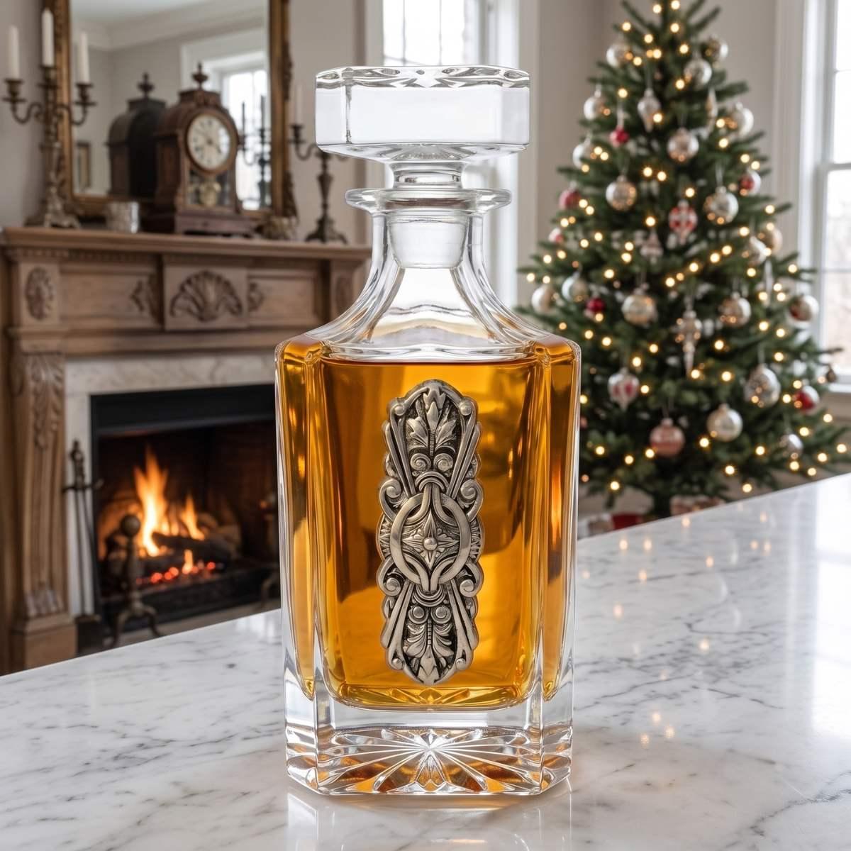 Silver Scottish Thistle Decanter Set Christmas Gift