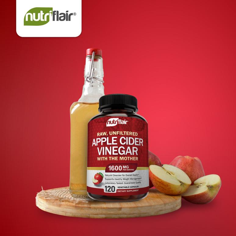 Apple Cider Vinegar Supplement 120 Capsules From NutriFlair