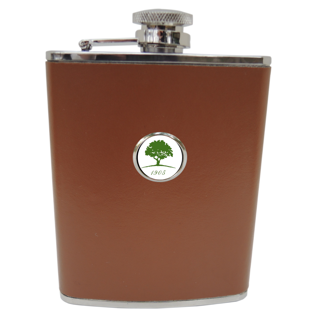 Leather Flask with golf club logo